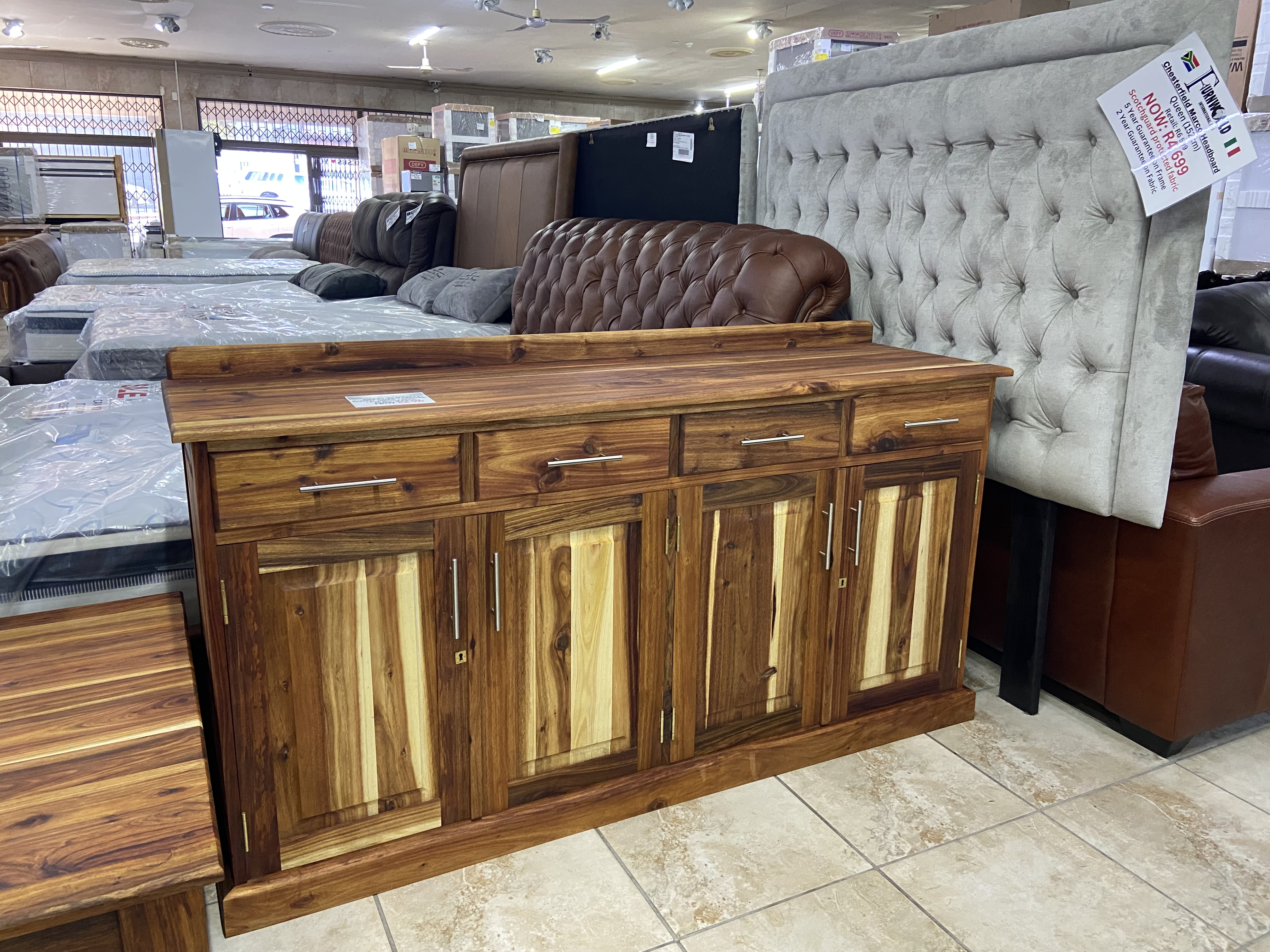 SOLID BLACKWOOD BUFFET SERVER, 4-DOOR + 4-DRAWER